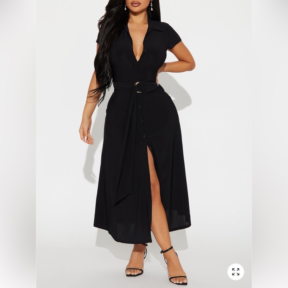 Black Button-Front Maxi Skirt - Picture 1 of 5
